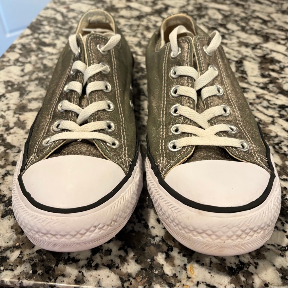 Converse Women’s Gold Metallic Shoes - Picture 2 of 5